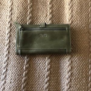 small green leather wallets